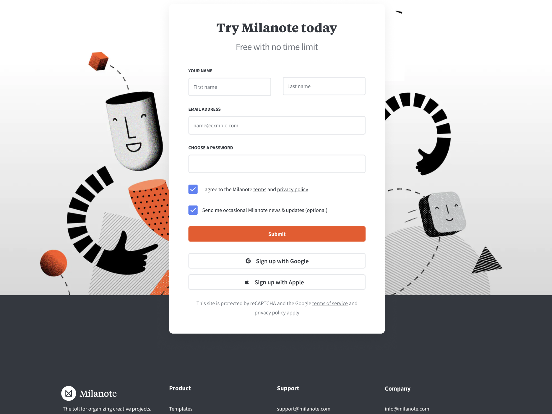 Milanote call to action